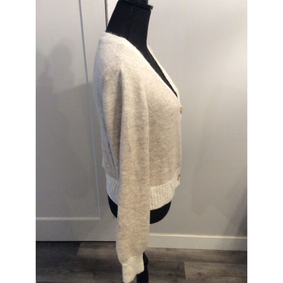 Sincerely Jules Soft Button Front Cardigan Sweater Tan Cropped Large L - Picture 2 of 5